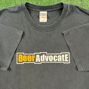 Vintage Beer Advocate Review Quote Website T-Shirt Men's Large Faded Black Y2K